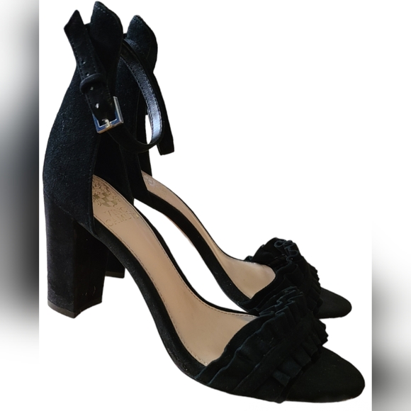 VINCE CAMUTO | RUFFLE VAMP SUEDE HEEL - Picture 2 of 9